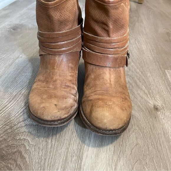 Women's Cuoio Vero Camel Brown Leather Short Boots Booties - Picture 5 of 13